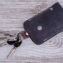 Skórzane etui na klucze z grawerem, kolor Szary