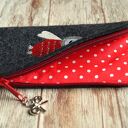 Filcowe etui na telefon - sówka z haftem (16 x 8,5 cm)