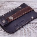 Skórzane etui na klucze z grawerem, kolor Szary