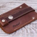 Skórzane etui na klucze z grawerem kolor Jasny brąz