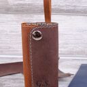 Skórzane etui na klucze z grawerem, kolor rudy brąz - brązowy