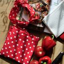 Fartuch kuchenny w stylu pin up czerwony z opaską