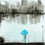 grafika 30x40 cm wykonana ręcznie - elegancki minimalizm, deszczowa ulica abstrakcja obrazy