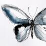 Tusz i - motyl - akwarela ręcznie malowana autorska grafika