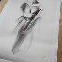 Kobieta 100x70 - grafika z rysunkiem węglem na papierze Giclée