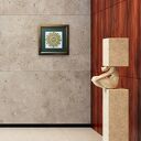Elegancki obraz w stylu wschodnim - zielona mandala 30x30 w złotej ramie