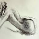 Nude Back - autorska grafika kobieca z węgla