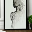 Oryginalna grafika do ramki cykl body flowers /32 a3/, rysunek tuszem
