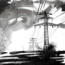 Grafika z cyklu „Pejzaże industrialne” - black ink art, 30x21 cm (pojedynczy egzemplarz)