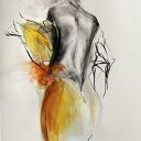 Szkic kobiety 50x76 cm - autorska grafika Giclee do sypialni i salonu