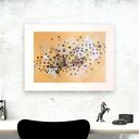 Abstrakcyjna grafika 30x40 cm - ręcznie malowany minimalizm ze złotymi akcentami 