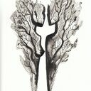 Zamówienie - zestaw 3 grafik A4 Body Flowers - czarny tusz na papierze akwarelowym, sygnowane