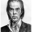 NICK CAVE - SERIA IKONY (A3) - rysunek na prezent, ręcznie wykonany, niej