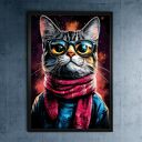 Hipsterski Kot Edzik - grafika na plakacie na A3