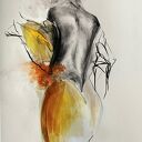 Szkic kobiety 50x76 cm - autorska grafika Giclee do sypialni i salonu