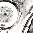 Grafika z cyklu "Uniwersum" malowana i złocona ręcznie o wymiarach 50cm x 35cm; abstrakcja