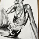 Her - grafika węglem na białym papierze 33x47 cm do sypialni nad łóżko