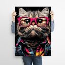 Hipsterski Kot Czesław - plakat A3 dla kociarzy (29,7 x 42 cm)