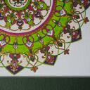 Elegancki obraz w stylu wschodnim - zielona mandala 30x30 w złotej ramie