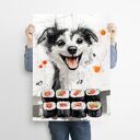 Pies Rysunkowy 16 - plakat A3 z grafiki „pies sushi” (bez ramki)