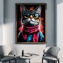 Hipsterski Kot Edzik - plakat A3 dla kociarzy