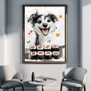 Pies Rysunkowy 16 - plakat A3 z grafiki „pies sushi” (bez ramki)