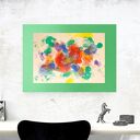 Kolorowa kompozycja na ścianę 30x40 - ręcznie malowana abstrakcja boho loft