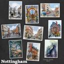 Nottingham w akwareli - zestaw 9 grafik w rozmiarze 13x18 cm