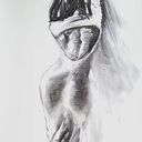 Obraz Dress 100x70 cm - szkic kobiety do salonu