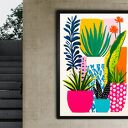Kwiaty doniczkowe - grafika na plakat A3