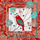 Jesienny obrazek "Ptaszek na gałęzi" IV