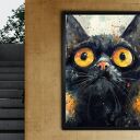 Czarny kot - grafika na plakacie na A3