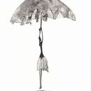 Grafika czarno-biała Rain - rysunek tuszem 21x29,7 cm, minimalizm