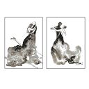 Dyptyk „Dance” malowany ręcznie czarnym tuszem - 2 x (40 x 30 cm)