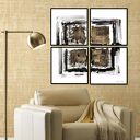 Abstrakcja "Kompozycja czterech kwadratów ze złotem" o wymiarach 4 x (30cm x 30cm)