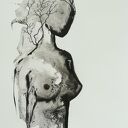 Oryginalna grafika A3 „Body Flowers” - czarny tusz do ramki 30x42