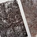 Linoryt "Poranek w namorzynach" grafika, obrazek