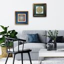 Elegancki obraz w stylu wschodnim - zielona mandala 30x30 w złotej ramie