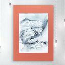 Ręcznie rysowany pejzaż górski - szkic w stylu skandynawskim 21x30