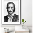 NICK CAVE - SERIA IKONY (A3) - rysunek na prezent, ręcznie wykonany, dla niej, dla niego