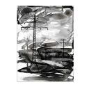 Grafika "Pejzaże industrialne" 30x40 cm - black ink art, ręcznie malowana (pojedynczy egzemplarz)