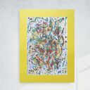 Ręcznie malowana abstrakcyjna grafika Annasko 30x40 cm na ciepłym żółtym tle