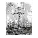 Grafika z cyklu „Pejzaż industrialny” malowana ręcznie „Energia” - 50x40 cm