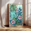 Turkusowe kwiaty 50x70cm