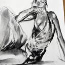 Her - grafika węglem na białym papierze 33x47 cm do sypialni nad łóżko