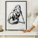 Lady 31x47 - grafika kobieca ze szkicem węglem