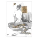 "Ona" - ręcznie malowana i złocona grafika 30x42 cm