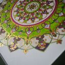 Elegancki obraz w stylu wschodnim - zielona mandala 30x30 w złotej ramie