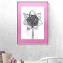 Minimalizm 30x40 - grafika tuszem na różowym kartoniku
