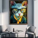 Hipsterski Kot Gustaw - grafika na plakacie na A3